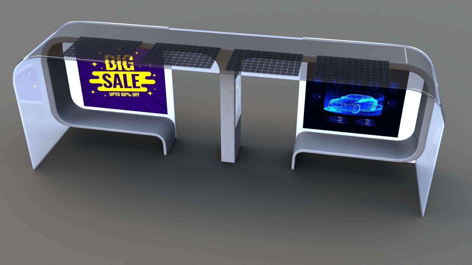 Bus Stop Low-poly 3D model_1