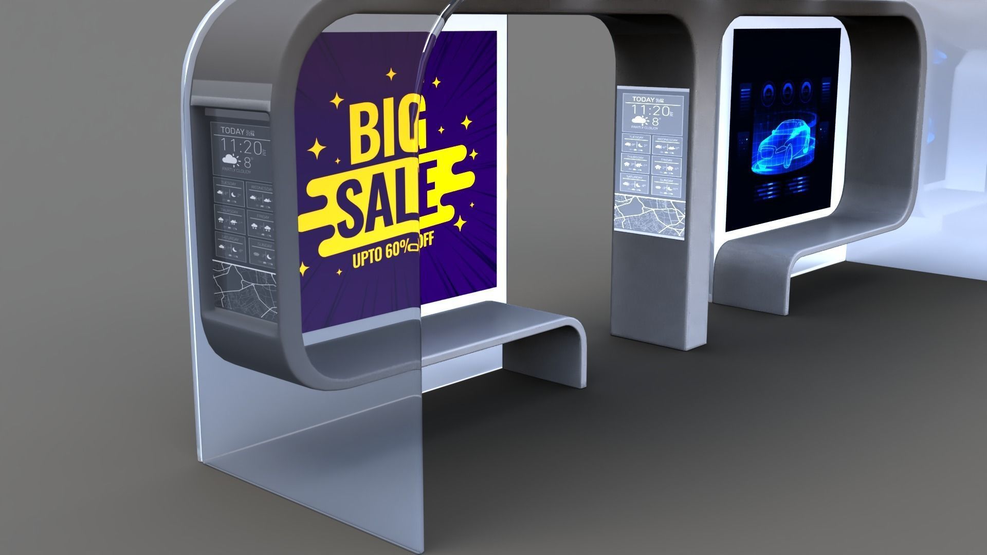 Bus Stop Low-poly 3D model_11