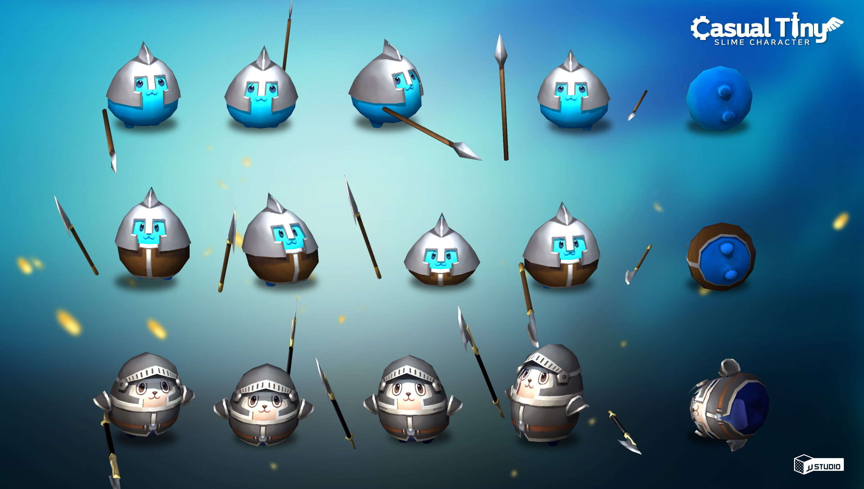 Casual Tiny Slime - Spear Pack Low-poly 3D model_3