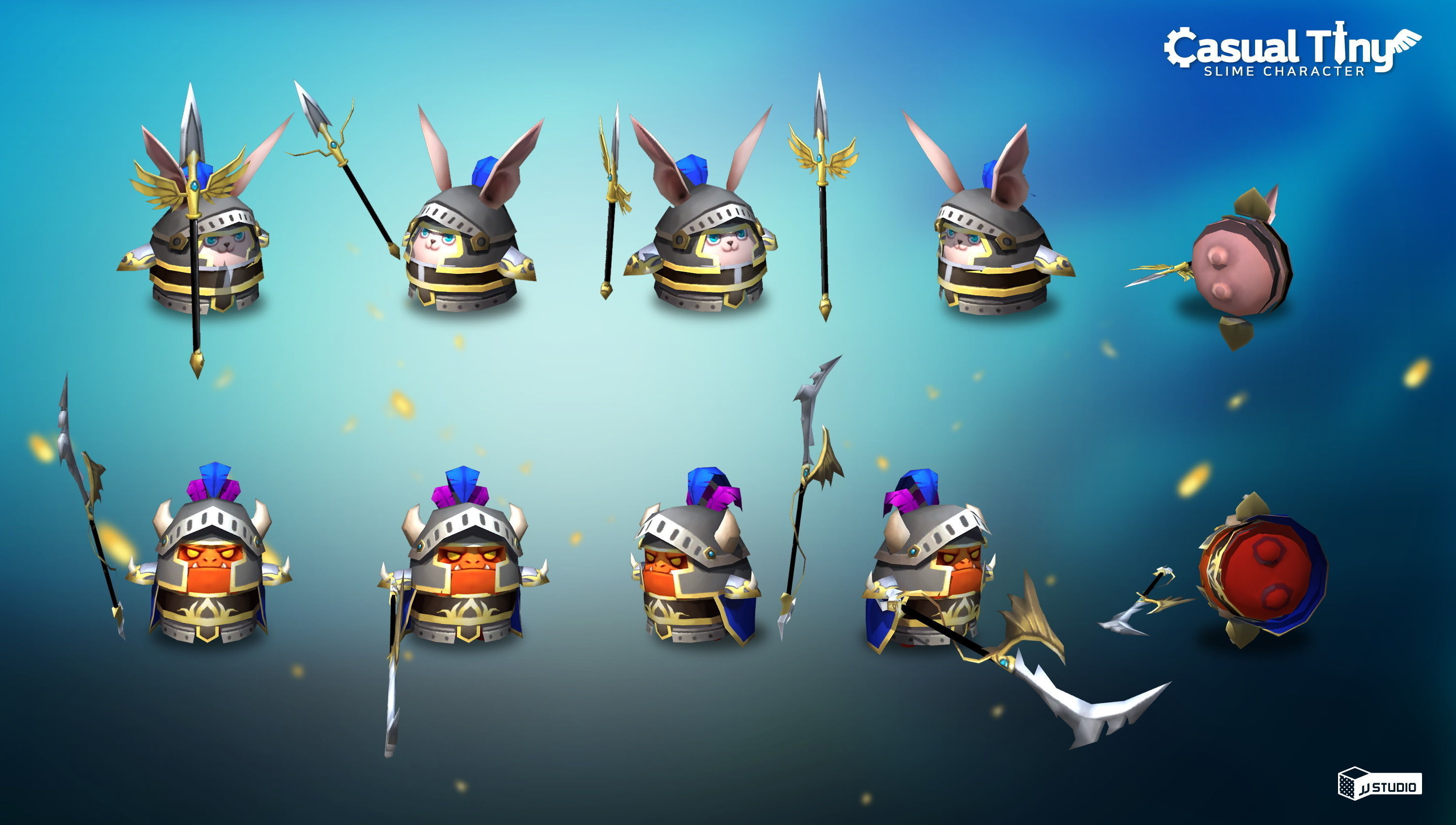 Casual Tiny Slime - Spear Pack Low-poly 3D model_4