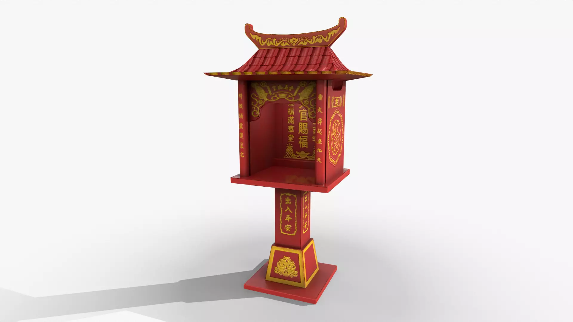 Buddhist altar chinese Low-poly 3D model_0
