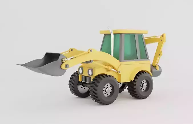 Backhoe loader isolated on white