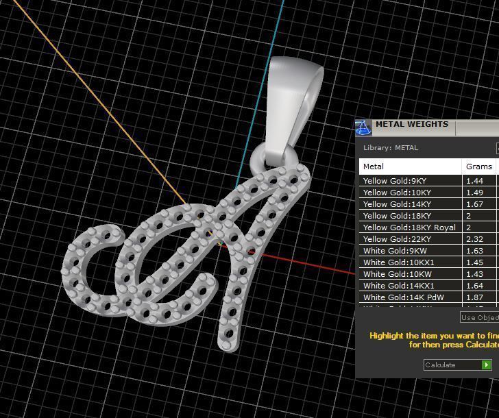 Letter A gold logo with diamond in middle 3D print model_3