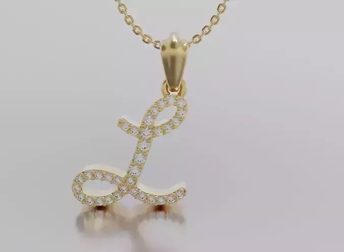 Letter L initial pendant with diamonds