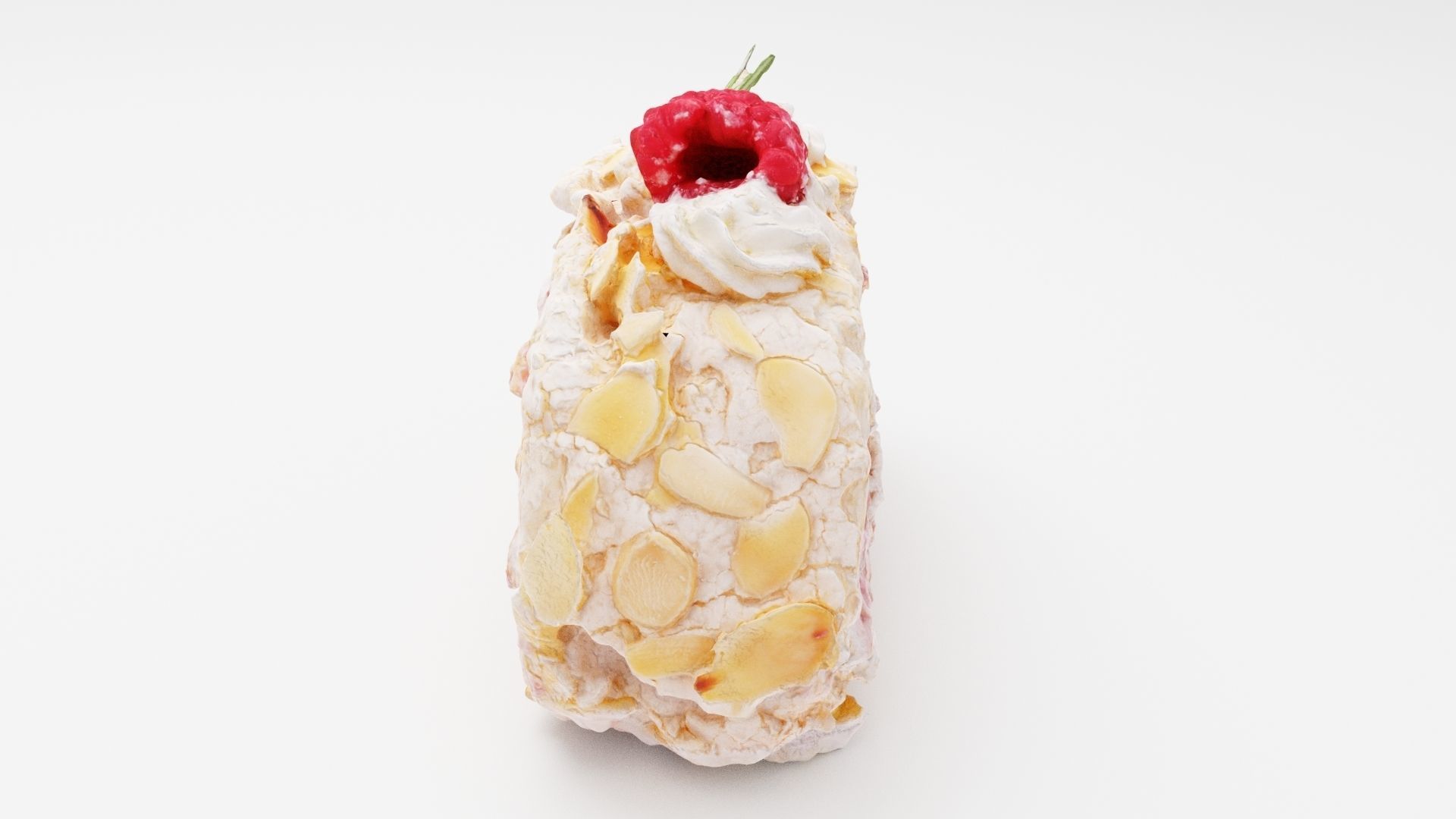 Meringue Swiss roll with raspberry and almond  3D model_5