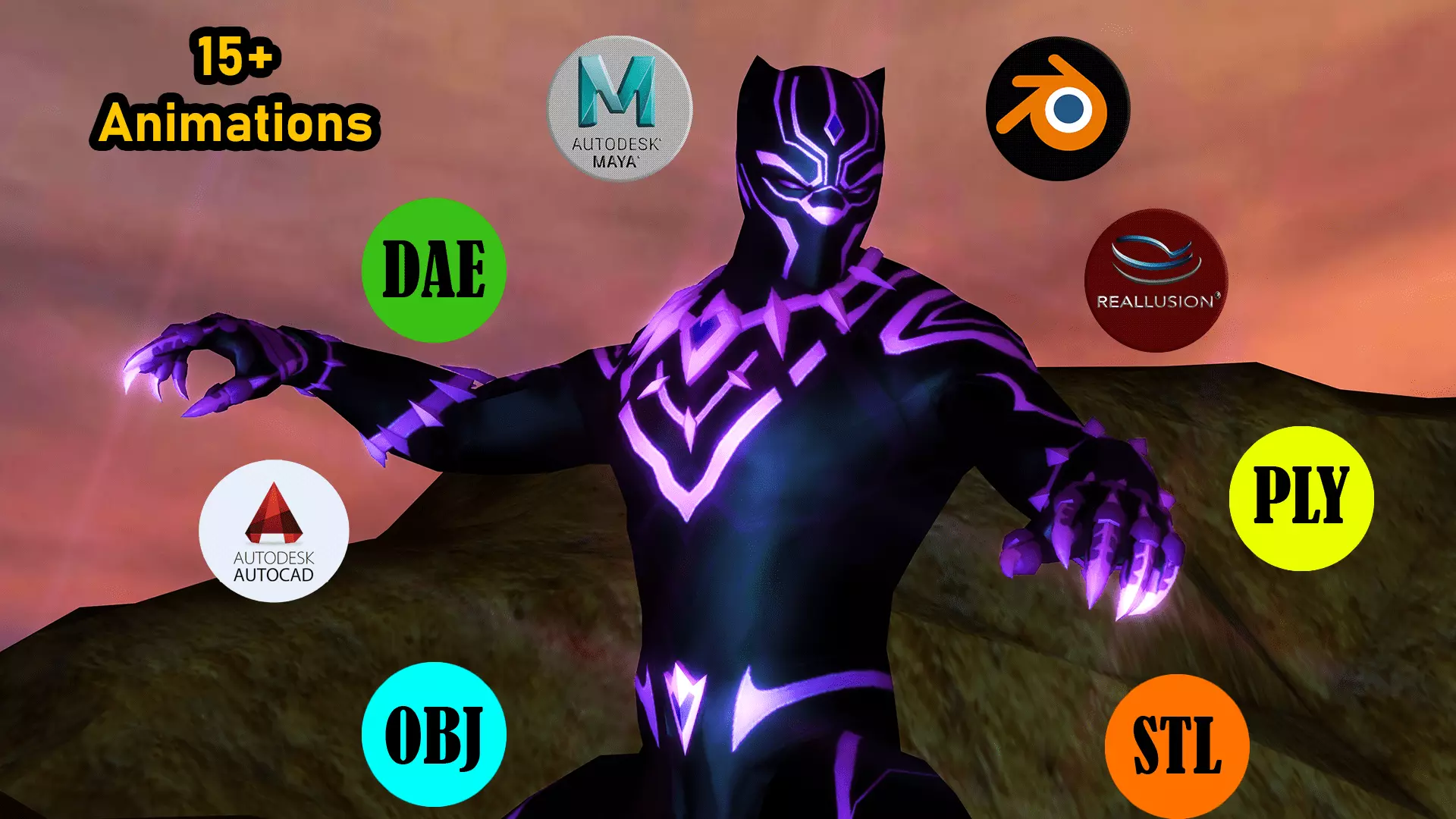 BLACK PANTHER with Animation 3D model_0