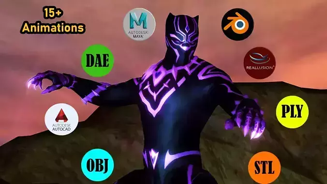 BLACK PANTHER with Animation 3D model
