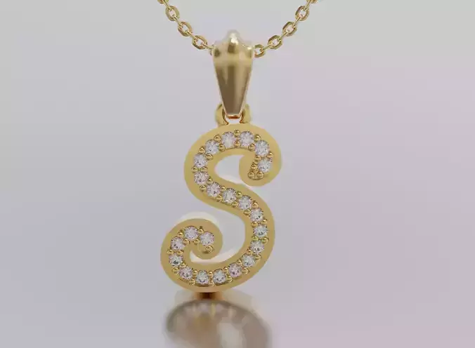 Letter S gold logo with diamond in middle