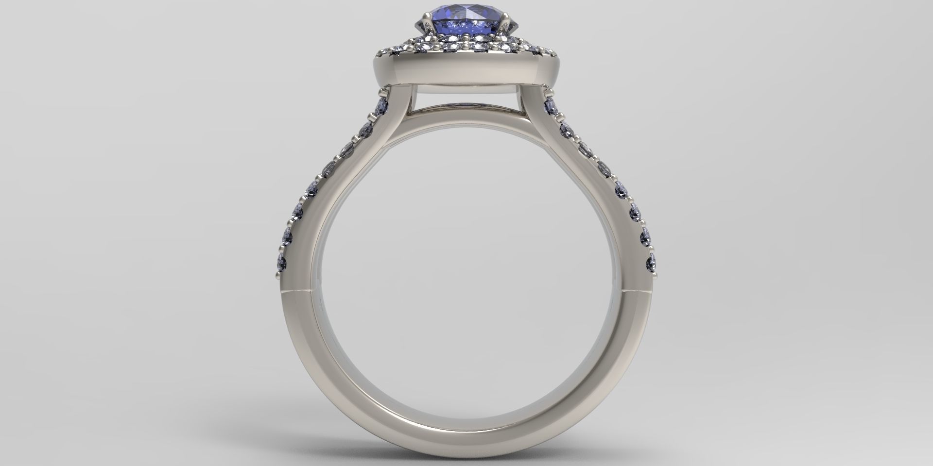 Double Halo Engagement Ring 3D print model_5