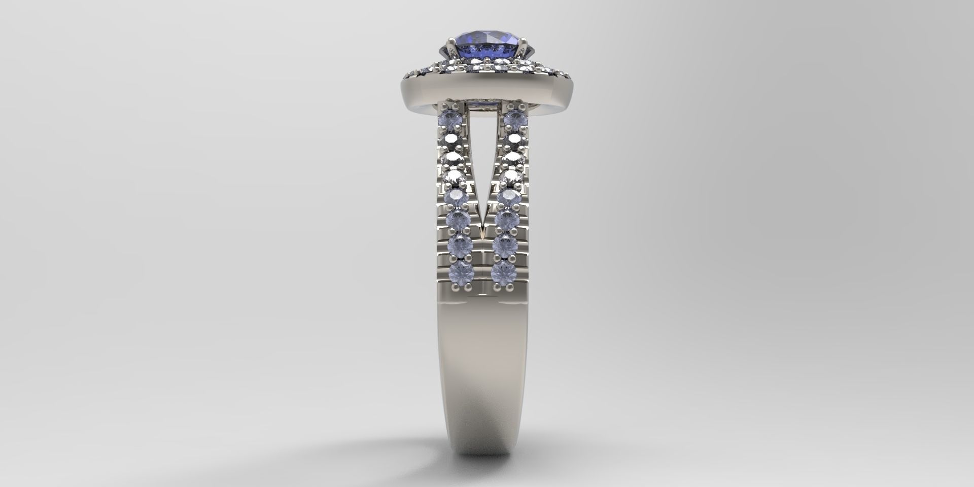 Double Halo Engagement Ring 3D print model_2