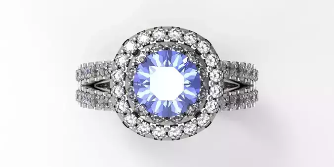 Double Halo Engagement Ring 