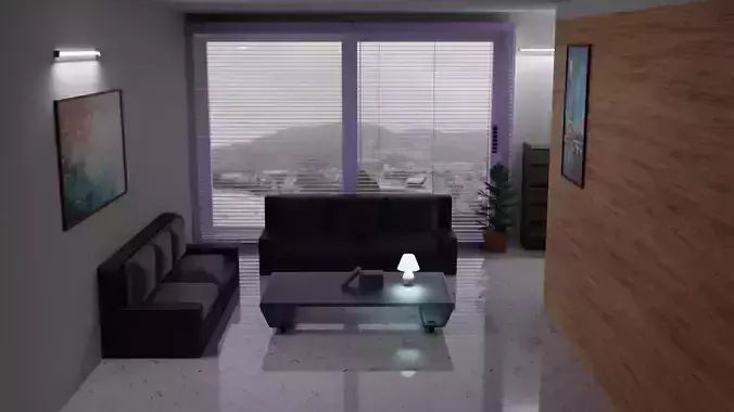 A low-poly leaving room model