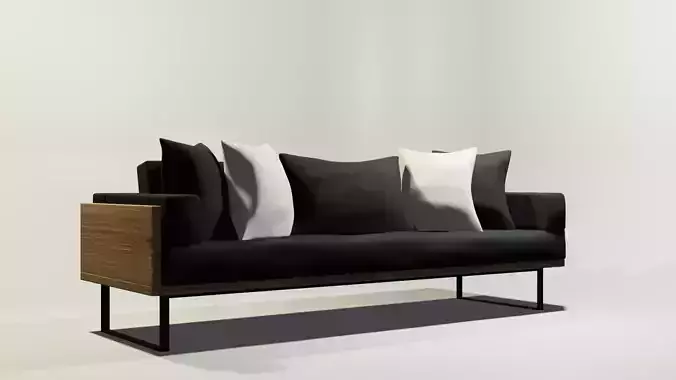 Wooden Sofa With Pillows 