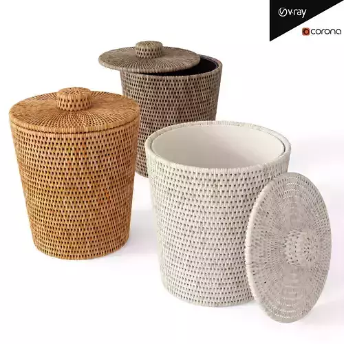 La Jolla Rattan Waste Basket