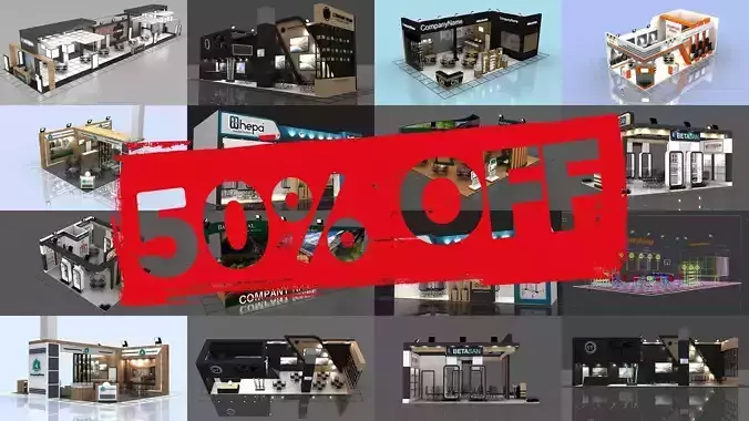 EXHIBITION  8 STAND PACKAGE  3D Model Collection 