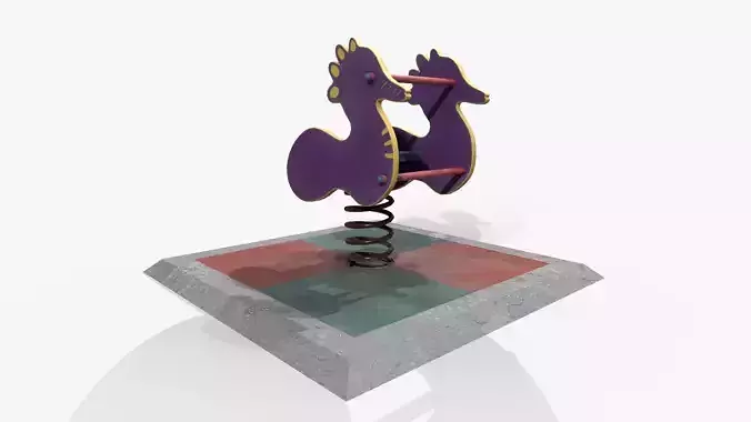 Spring Rider Seahorse Low-poly 3D model