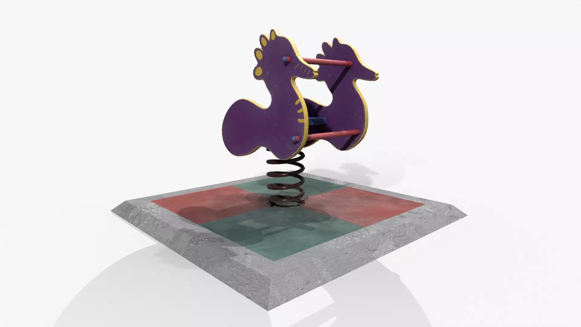 Spring Rider Seahorse Low-poly 3D model_0