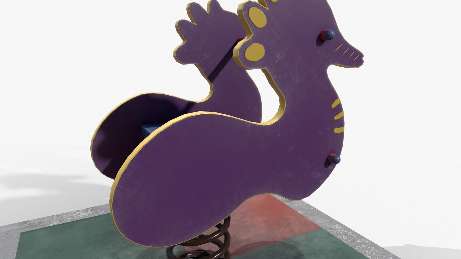 Spring Rider Seahorse Low-poly 3D model_3