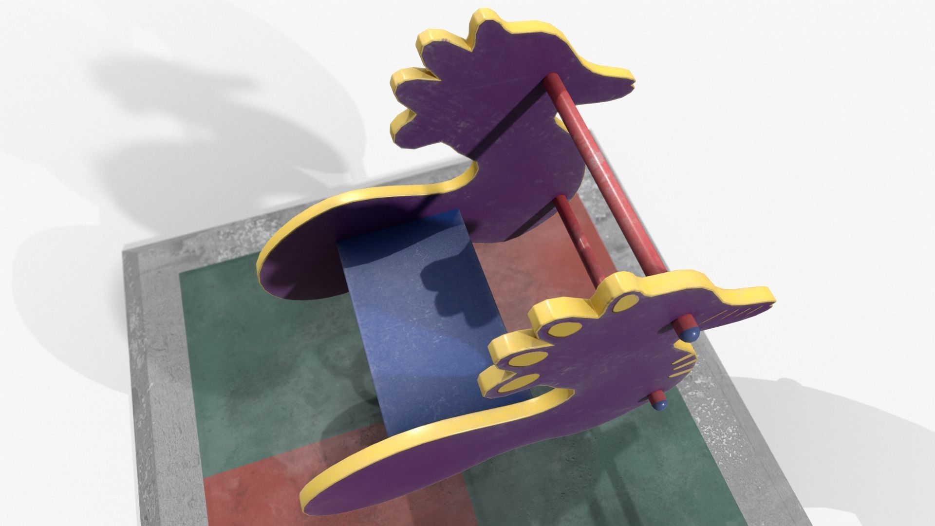 Spring Rider Seahorse Low-poly 3D model_6