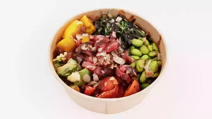 poke bowl with tuna rice avocado mango