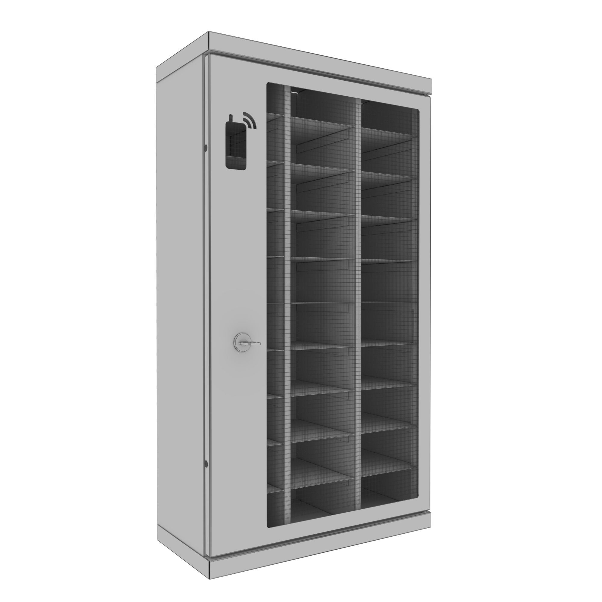 Mobilhotell storage cabinet with glass doors 3D model_4