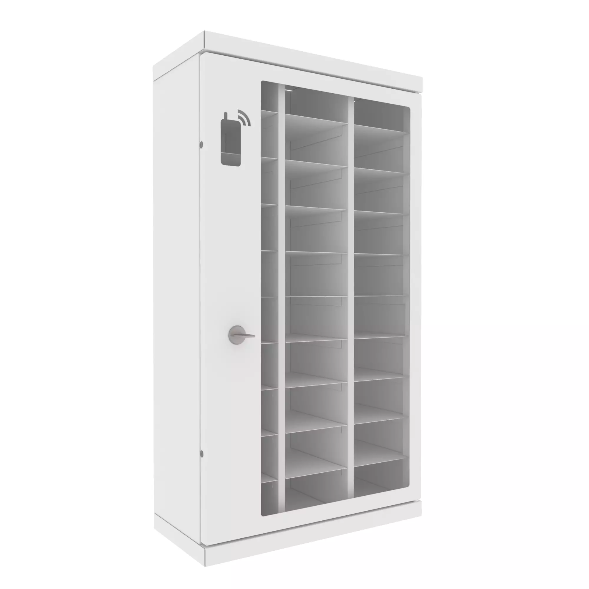 Mobilhotell storage cabinet with glass doors 3D model_0