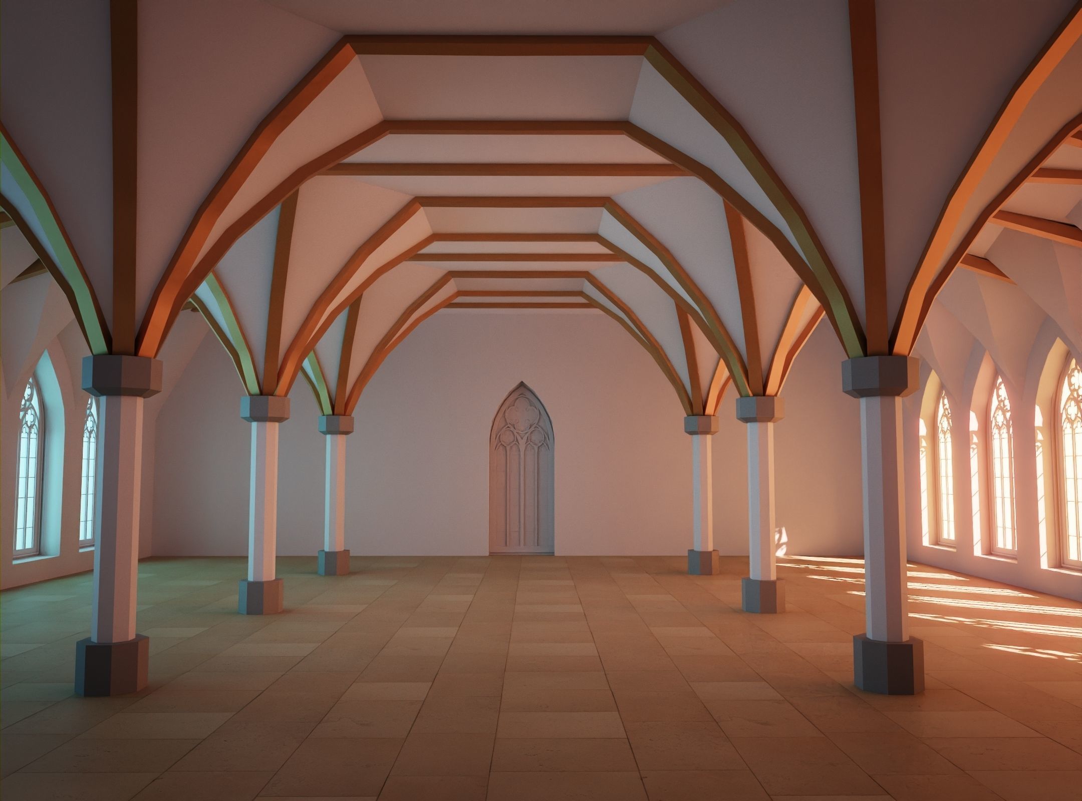 Gothic Style Interior Startup Base Low-poly 3D model_3