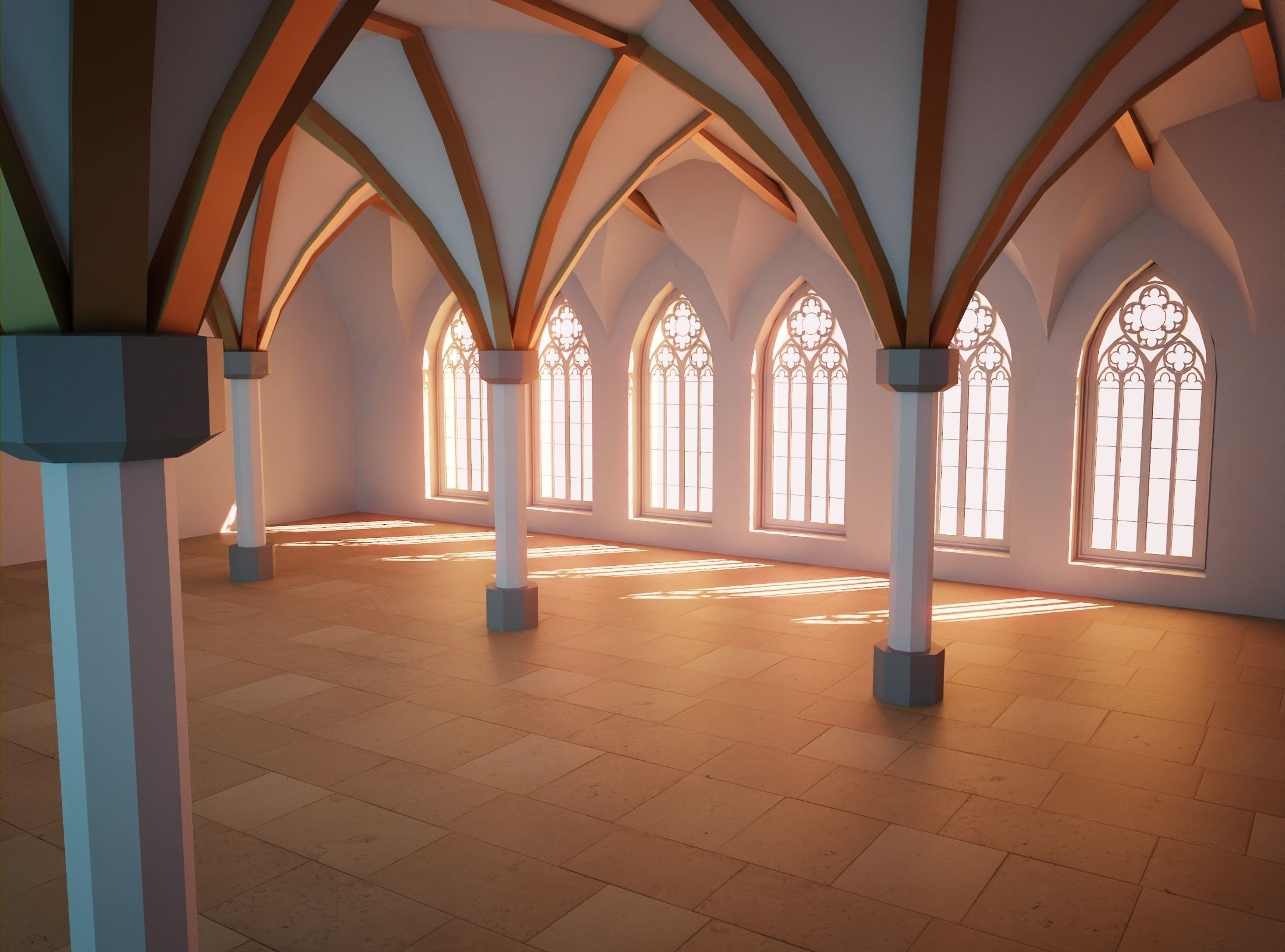 Gothic Style Interior Startup Base Low-poly 3D model_2