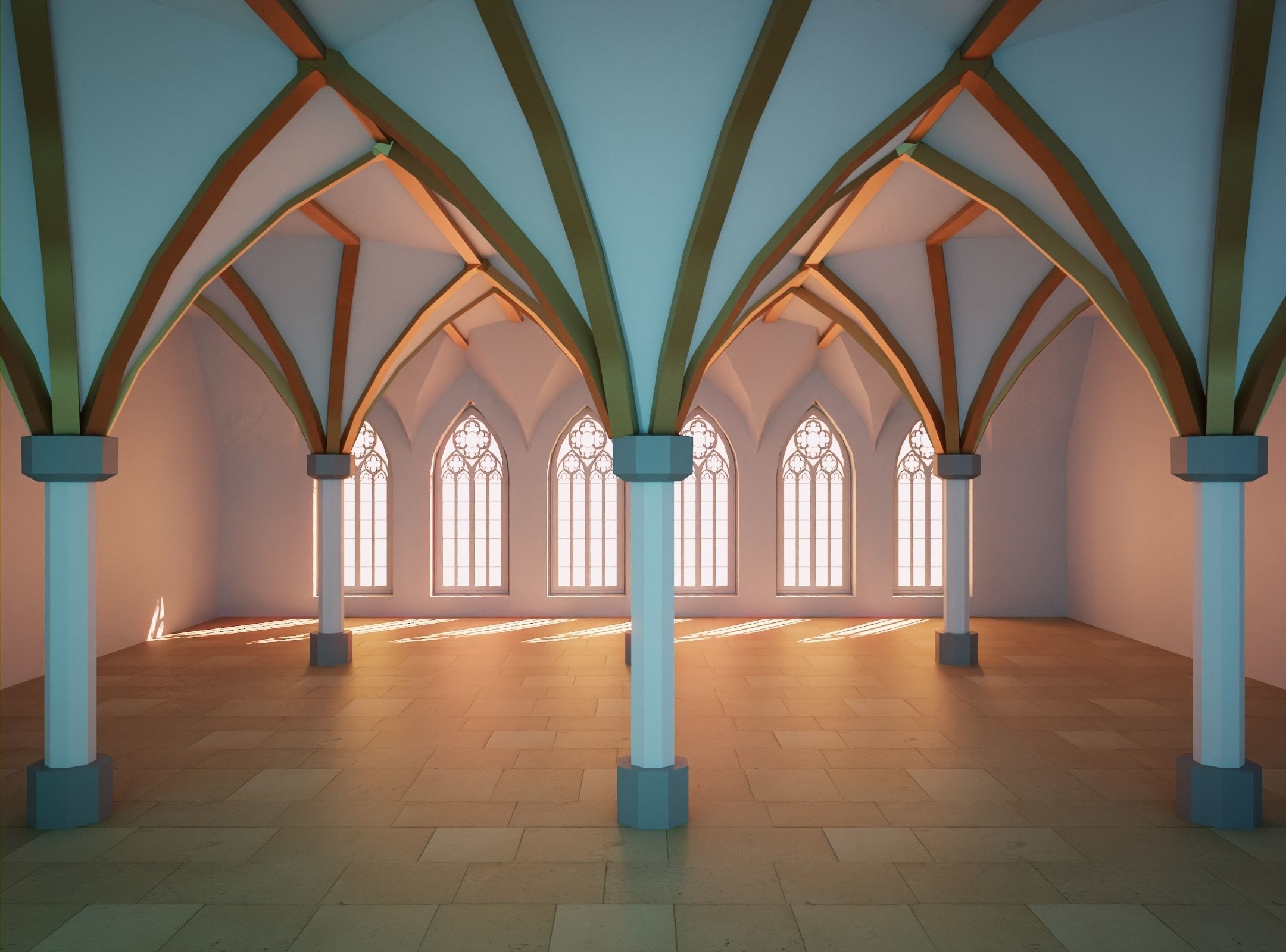 Gothic Style Interior Startup Base Low-poly 3D model_4