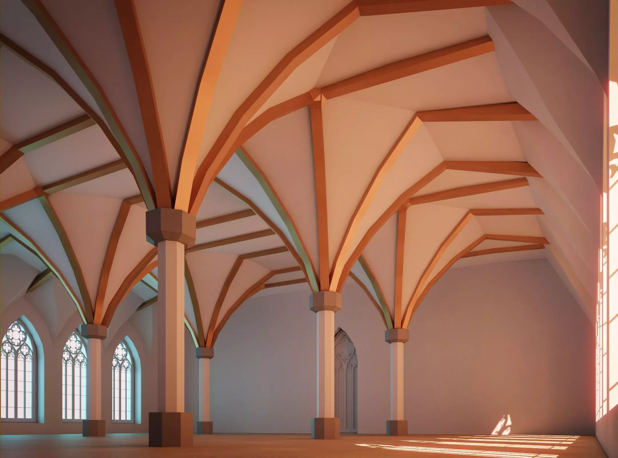 Gothic Style Interior Startup Base Low-poly 3D model_0