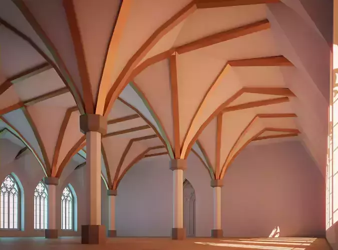 Gothic Style Interior Startup Base Low-poly 3D model