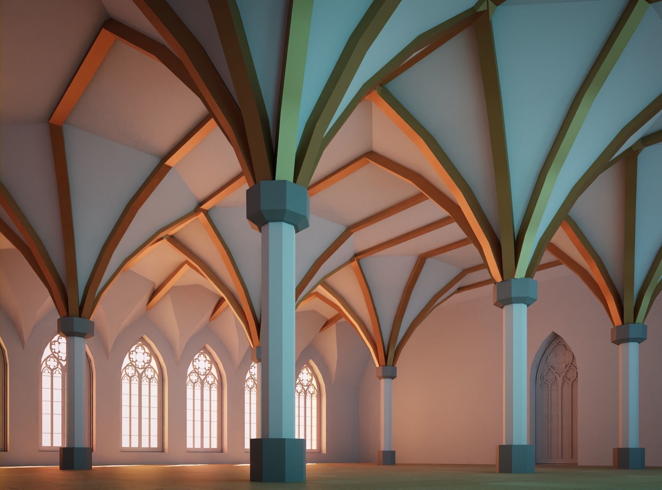 Gothic Style Interior Startup Base Low-poly 3D model_1
