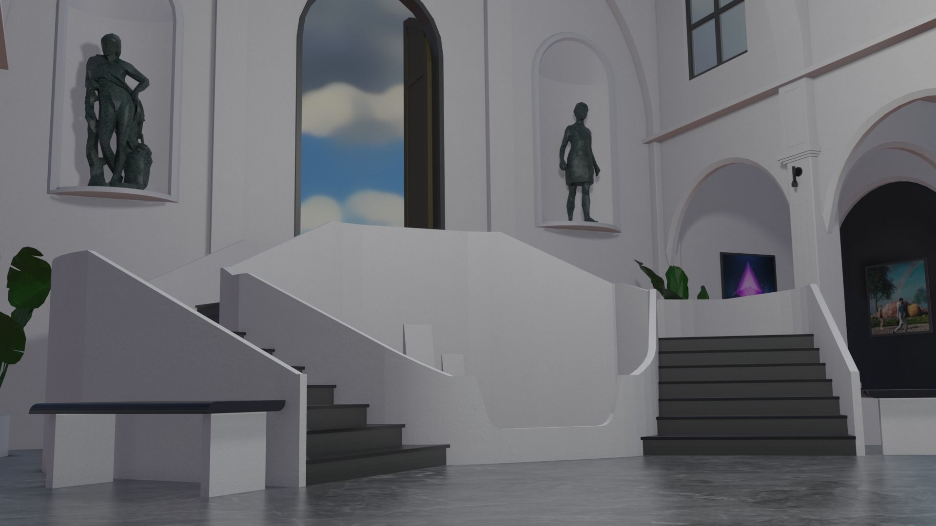 Metaverse NFT Art Gallery Low-poly 3D model_17