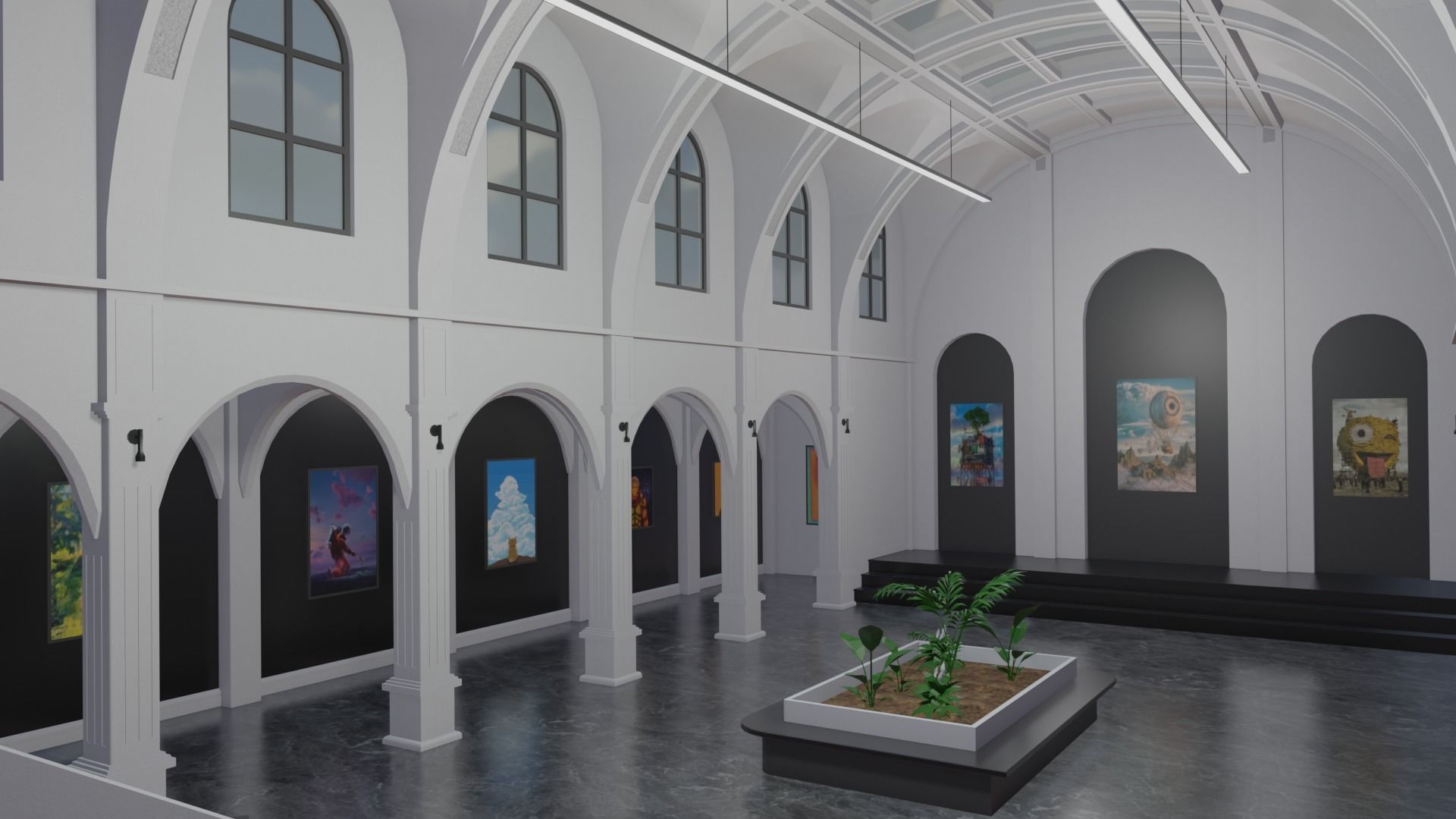 Metaverse NFT Art Gallery Low-poly 3D model_7