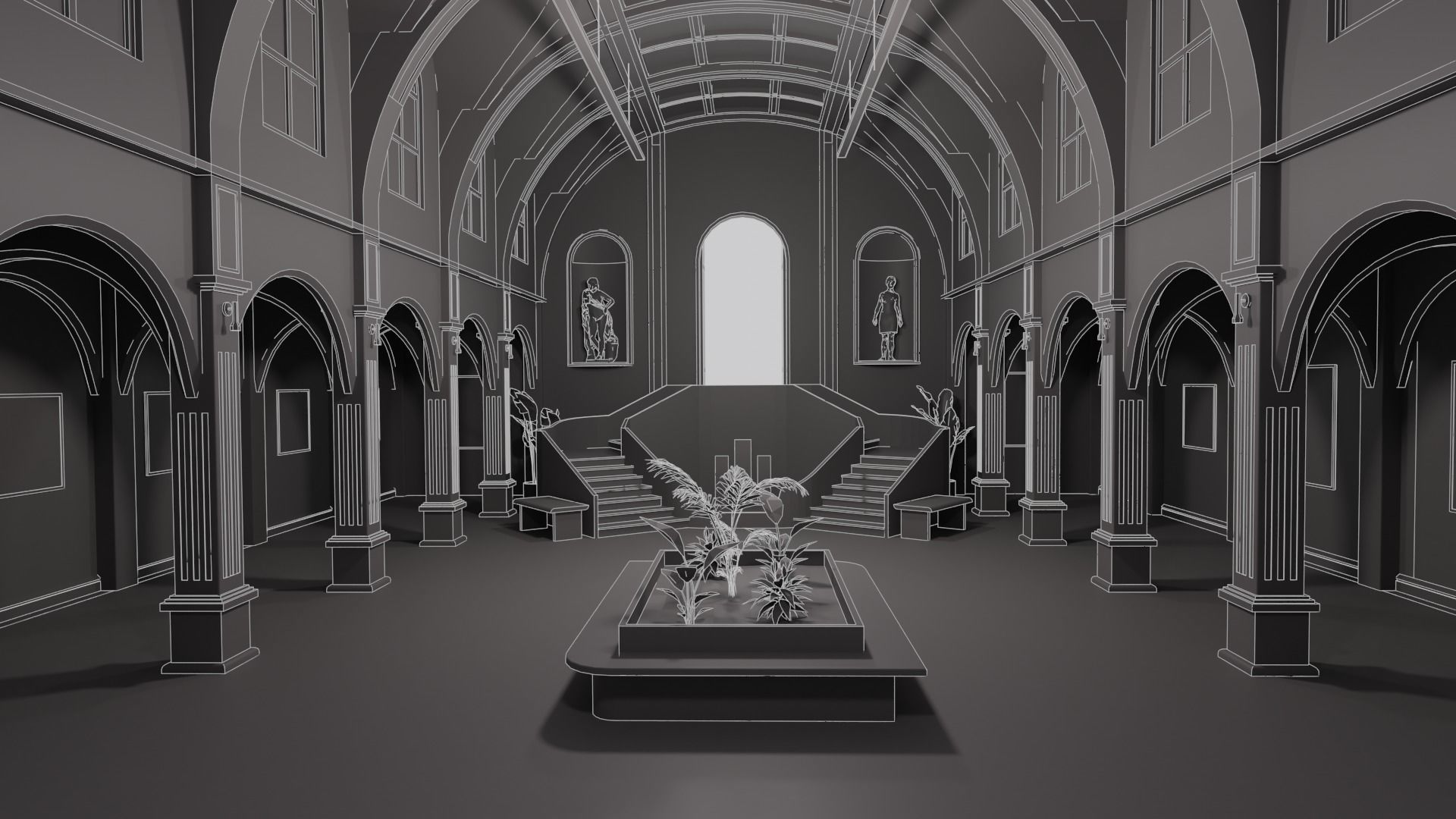 Metaverse NFT Art Gallery Low-poly 3D model_22