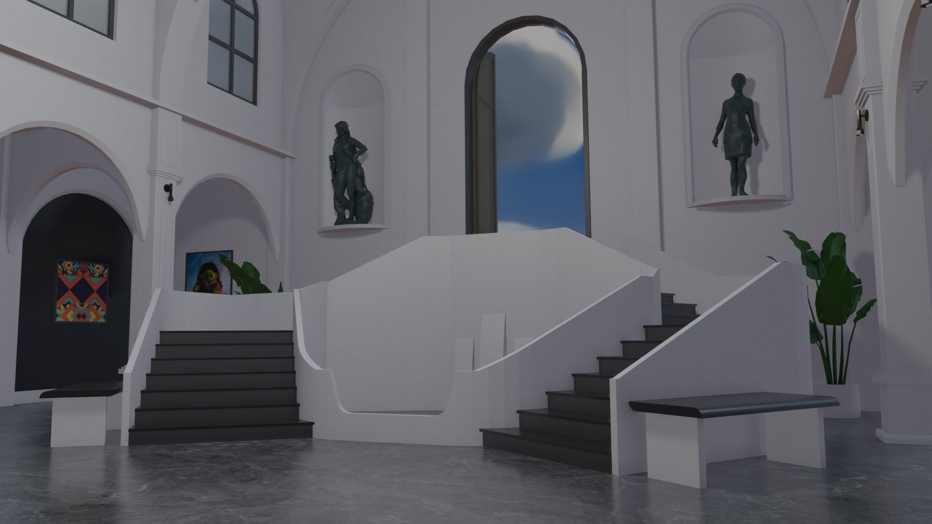 Metaverse NFT Art Gallery Low-poly 3D model_2