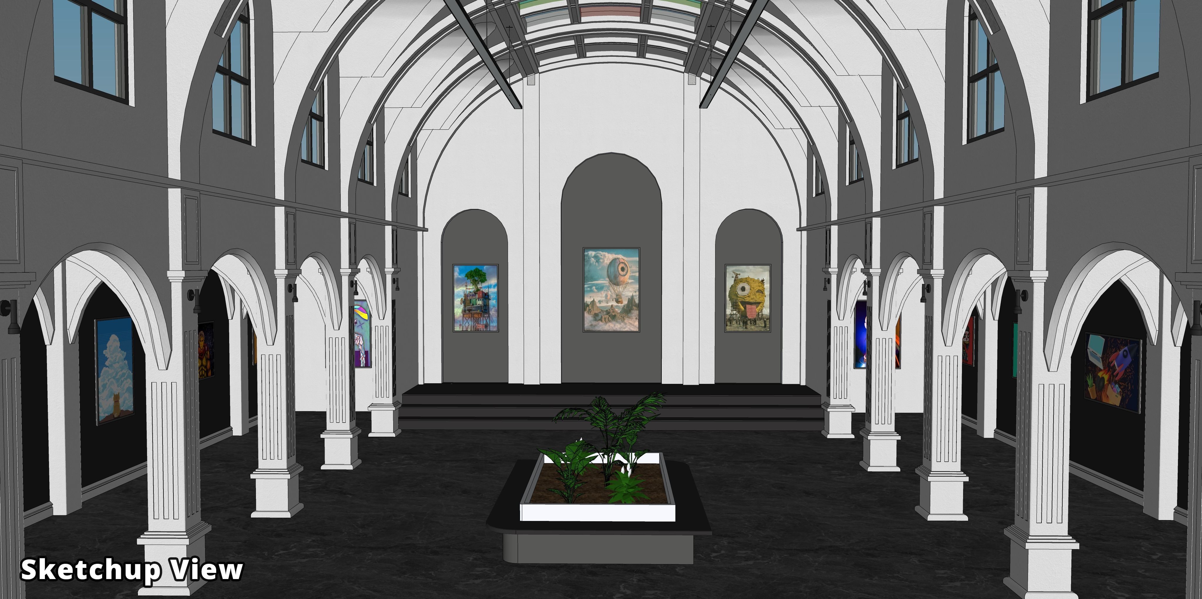 Metaverse NFT Art Gallery Low-poly 3D model_28