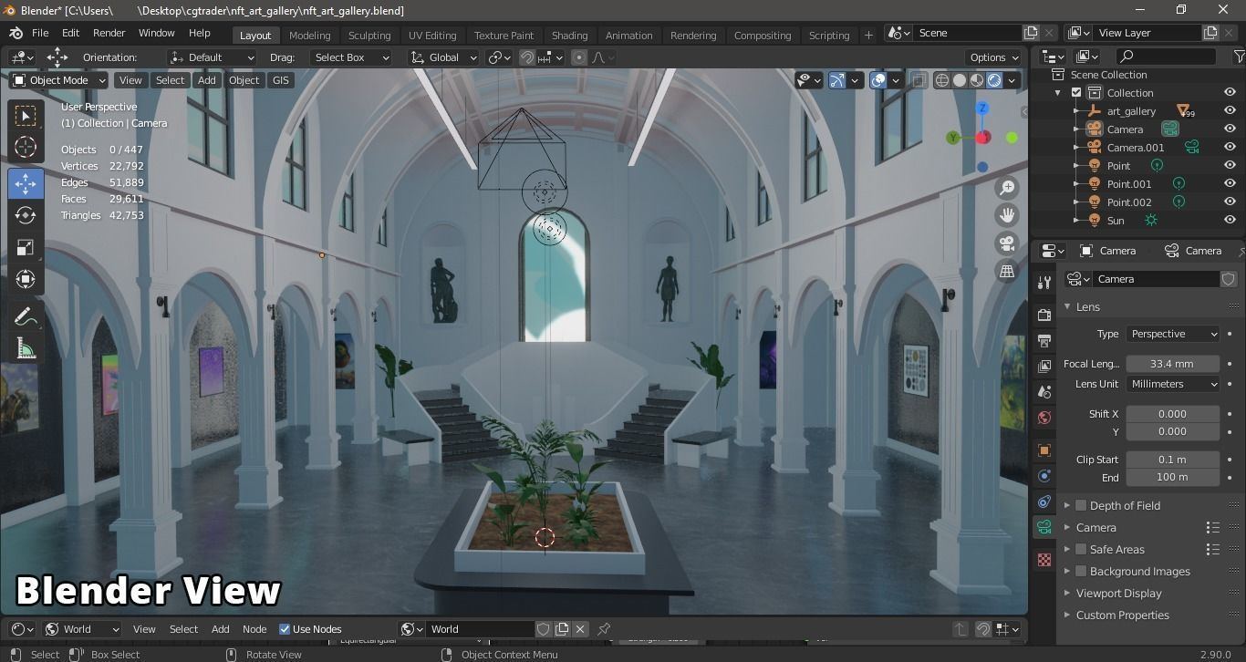 Metaverse NFT Art Gallery Low-poly 3D model_26