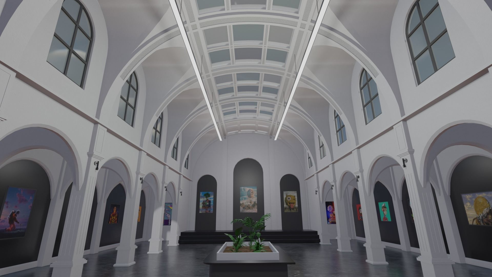 Metaverse NFT Art Gallery Low-poly 3D model_4