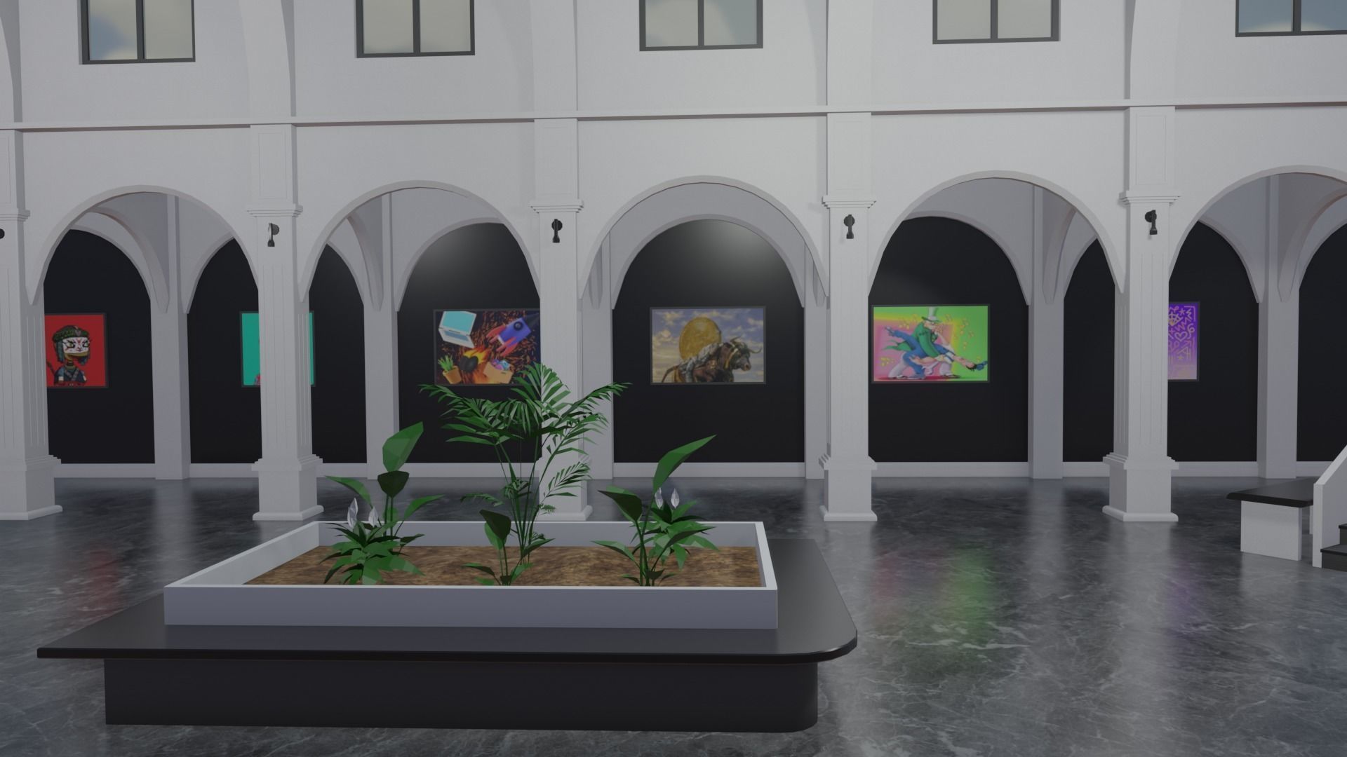 Metaverse NFT Art Gallery Low-poly 3D model_13