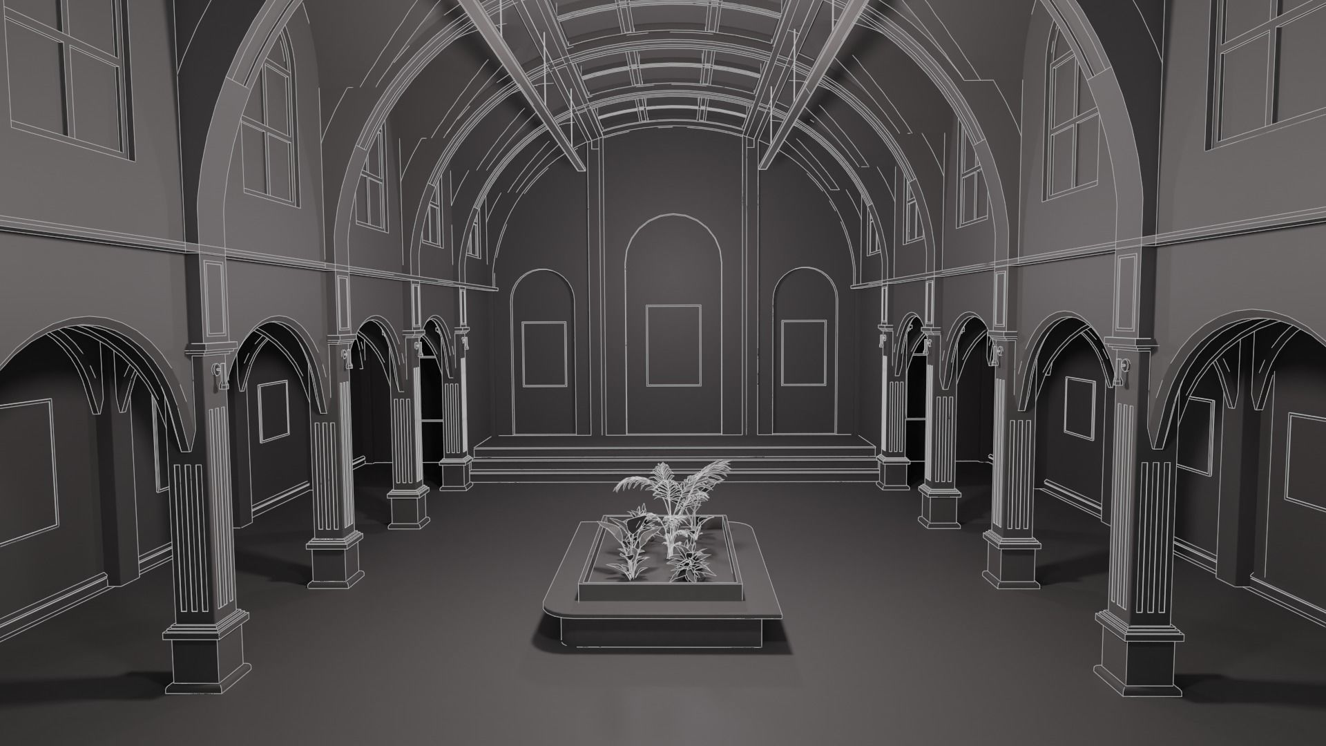 Metaverse NFT Art Gallery Low-poly 3D model_23