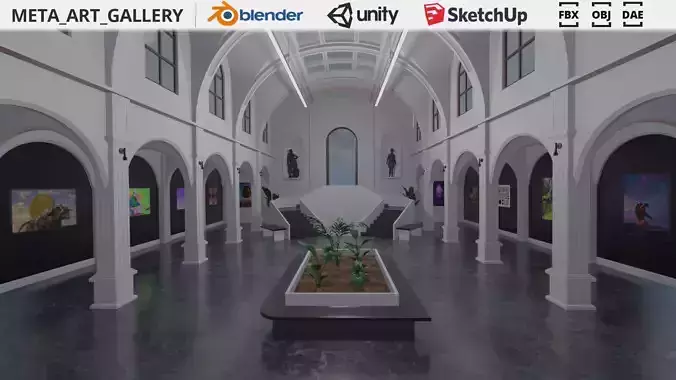 Metaverse NFT Art Gallery Low-poly 3D model