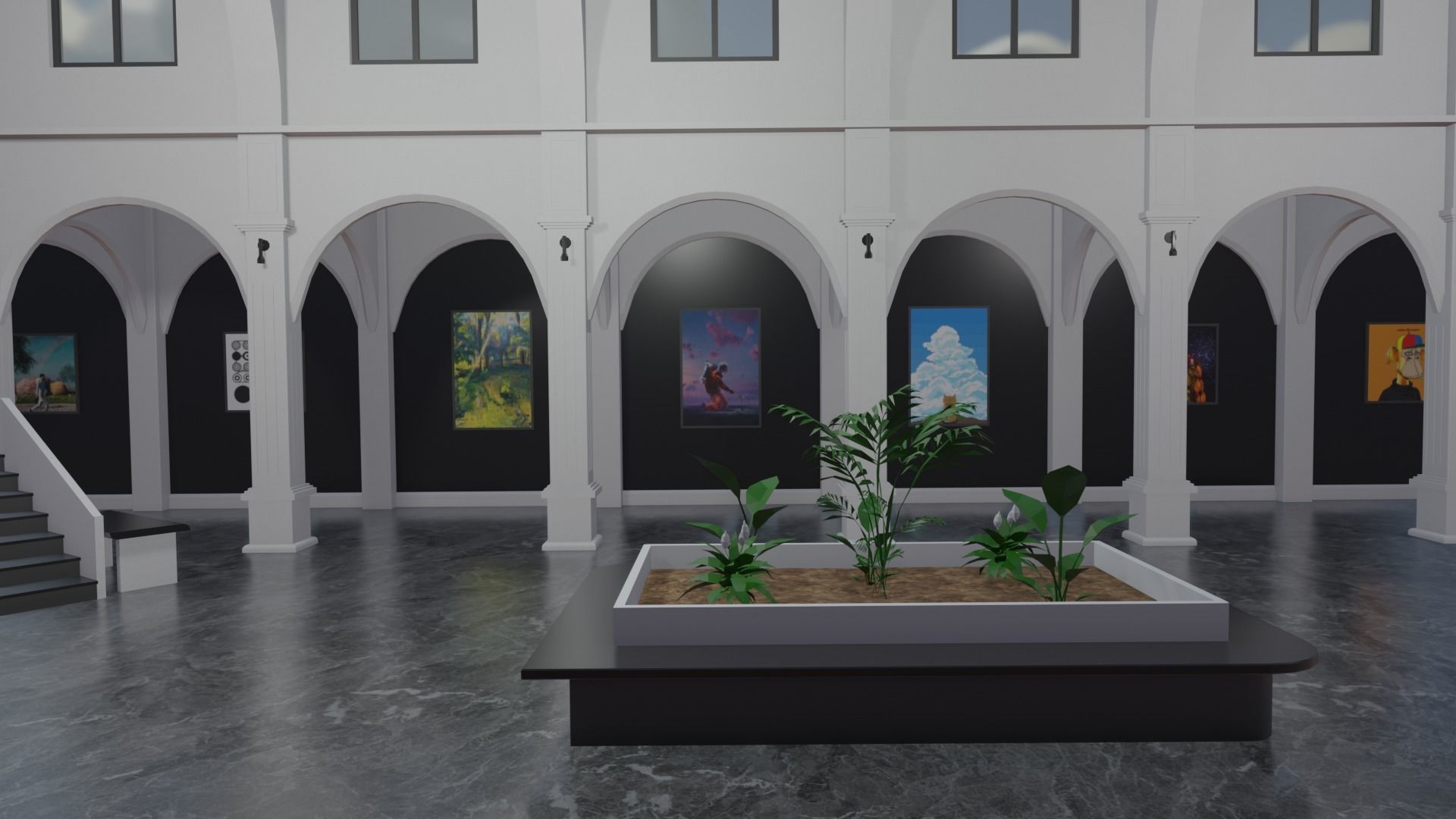 Metaverse NFT Art Gallery Low-poly 3D model_15