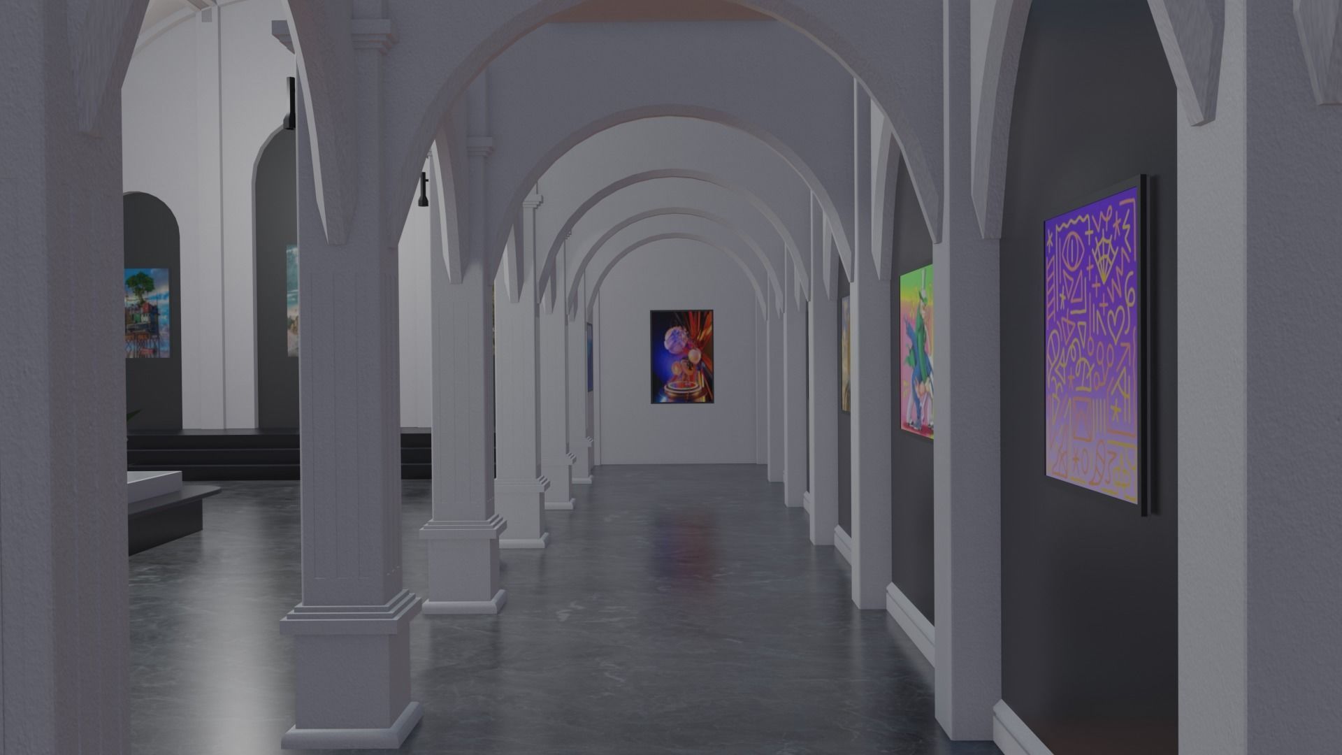 Metaverse NFT Art Gallery Low-poly 3D model_11