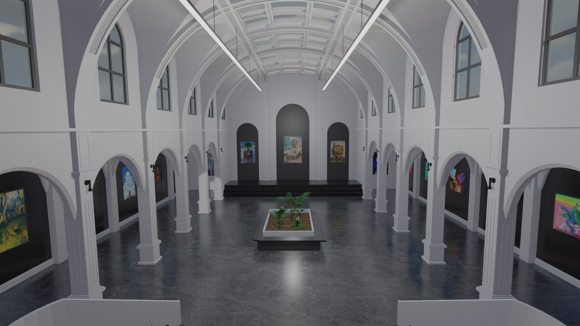 Metaverse NFT Art Gallery Low-poly 3D model_3