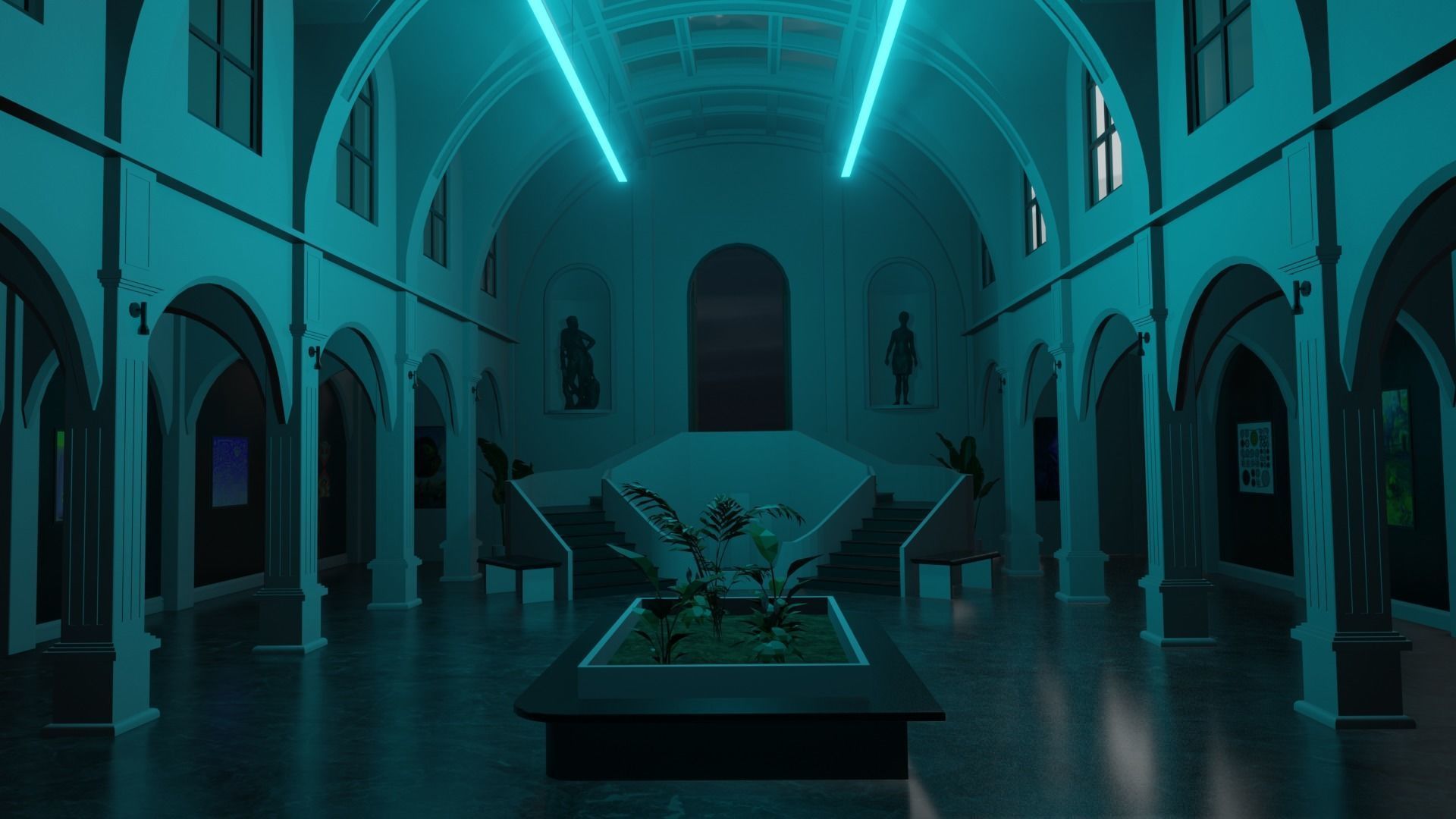 Metaverse NFT Art Gallery Low-poly 3D model_19