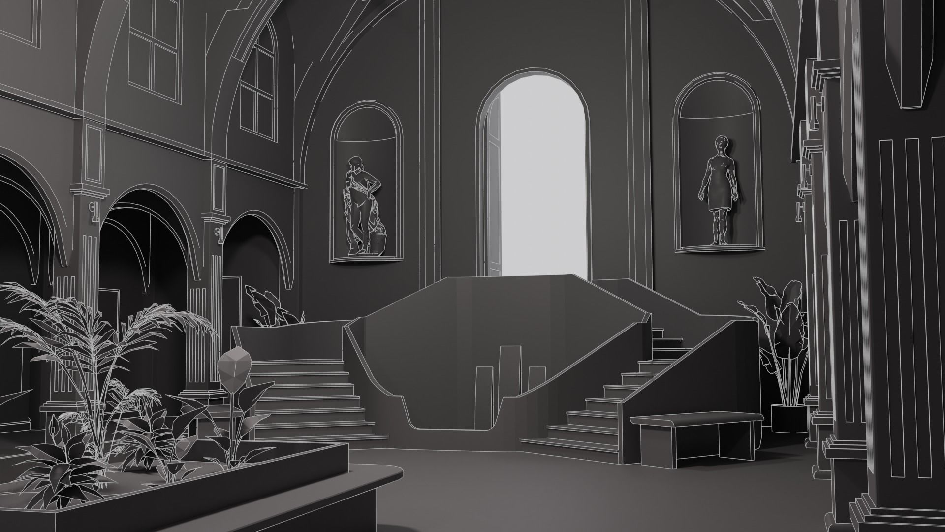 Metaverse NFT Art Gallery Low-poly 3D model_24