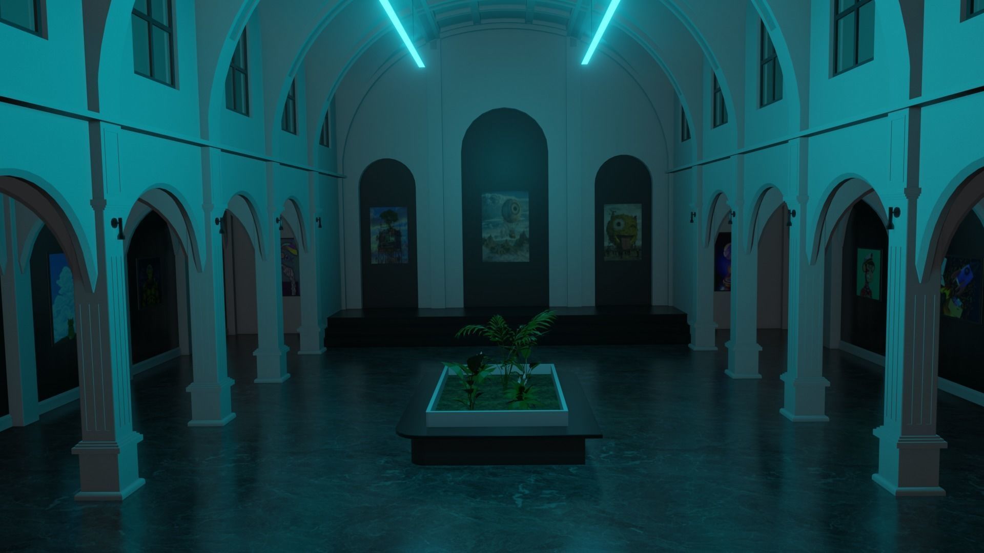 Metaverse NFT Art Gallery Low-poly 3D model_18