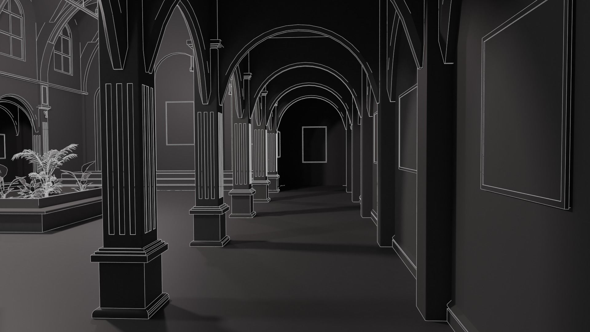 Metaverse NFT Art Gallery Low-poly 3D model_25