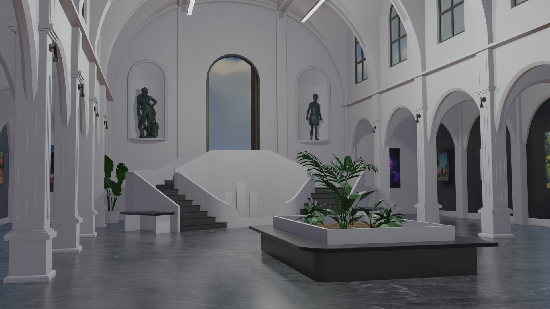 Metaverse NFT Art Gallery Low-poly 3D model_12